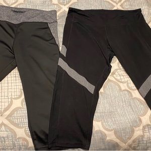2 pair black cropped athletic leggings